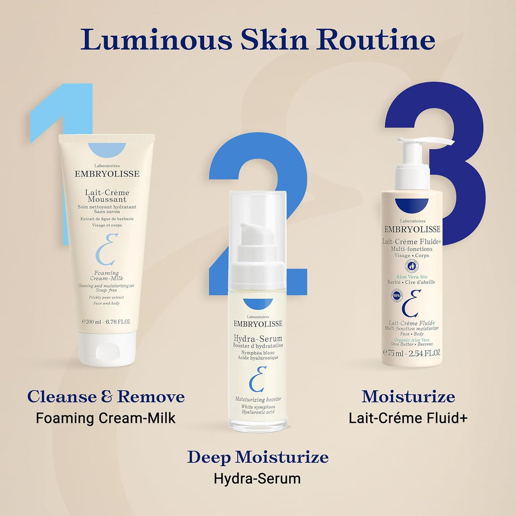 Embryolisse Lait-Crème Fluid+ Face & Body Cream, Multi-Use Lightweight Moisturizer with Shea Butter & Aloe Vera. Fast Absorbing, For All Skin Types