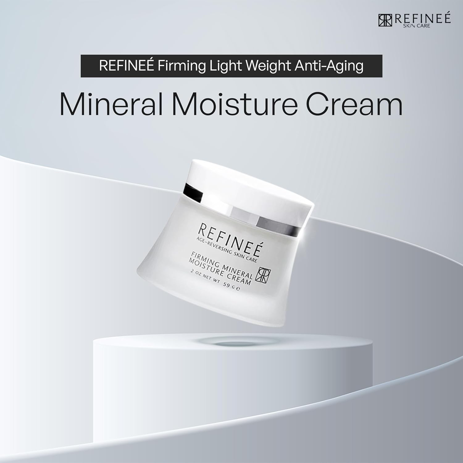 REFINEÉ Face Moisturizer Mineral Cream with Peptides and Rosehip (2oz), Firming Light Weight Anti-Aging Anti-Oxidant Vitamin-Filled Face Moisturizer for All Skin Types, Hydrates & Firms Skin