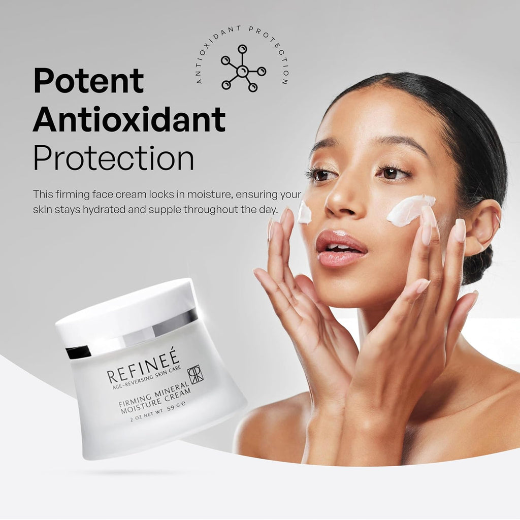 REFINEÉ Face Moisturizer Mineral Cream with Peptides and Rosehip (2oz), Firming Light Weight Anti-Aging Anti-Oxidant Vitamin-Filled Face Moisturizer for All Skin Types, Hydrates & Firms Skin