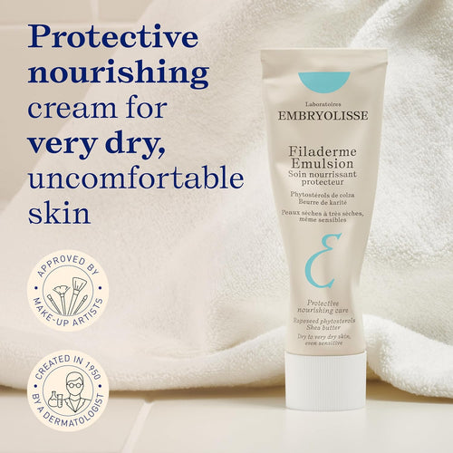 Embryolisse Filaderme Emulsion Face Moisturizer, Intensive Repair for Dry Skin, with Aloe Vera & Shea Butter, 2.54 Fl Oz