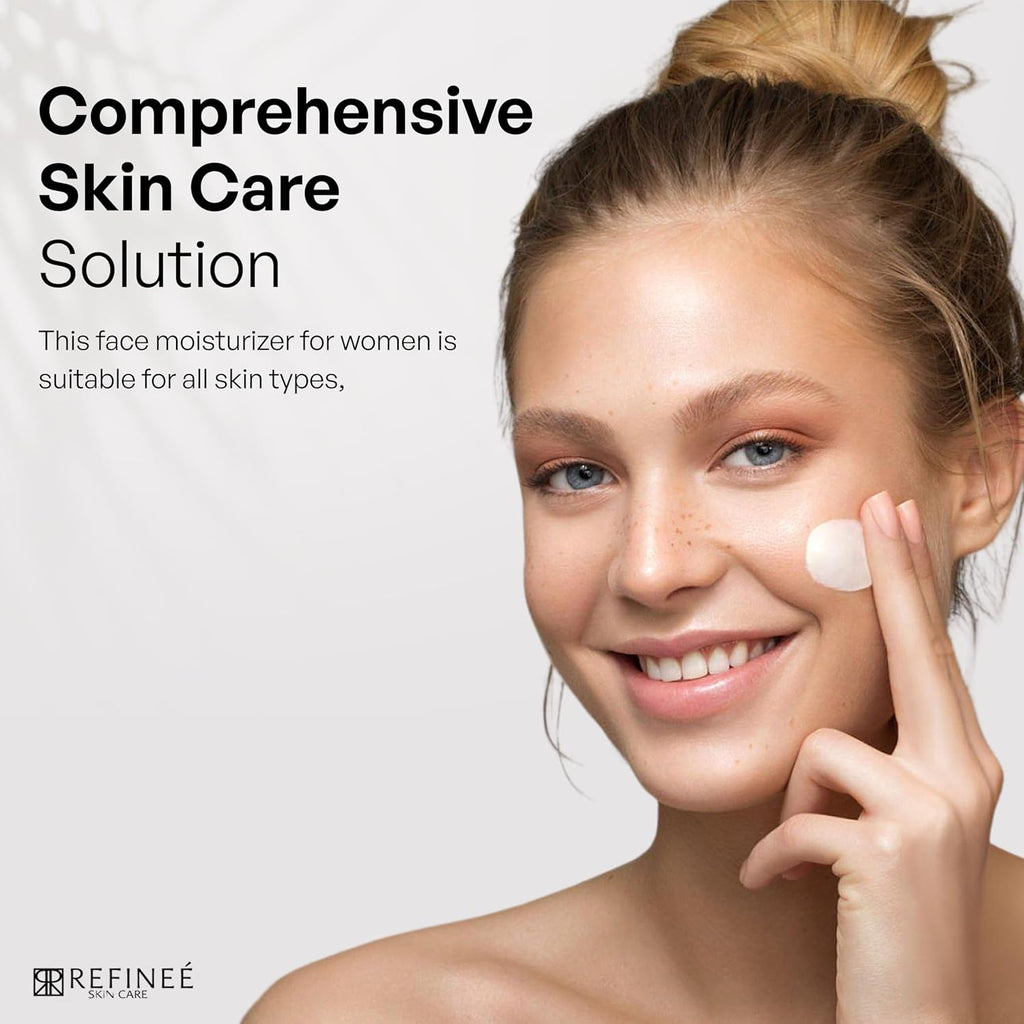 REFINEÉ Face Moisturizer Mineral Cream with Peptides and Rosehip (2oz), Firming Light Weight Anti-Aging Anti-Oxidant Vitamin-Filled Face Moisturizer for All Skin Types, Hydrates & Firms Skin